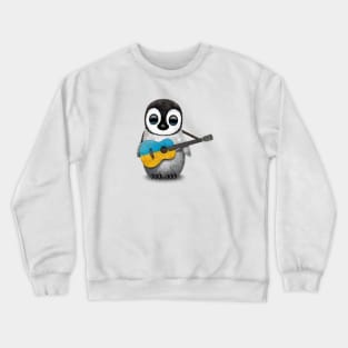 Baby Penguin Playing Ukrainian Flag Guitar Crewneck Sweatshirt